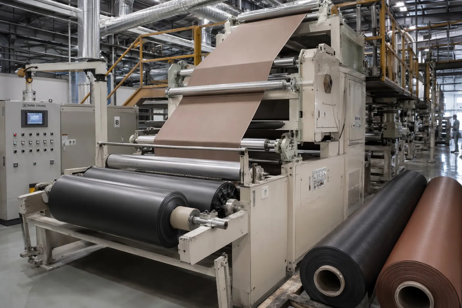 PVC artificial leather coating production line