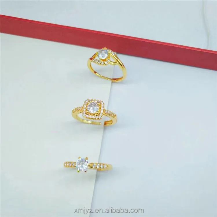 

Vietnam Placer Gold Jewelry Brass Gold-Plated Accessories Diamond Love Gemstone Ring Women's Jewelry Accessories Wholesale