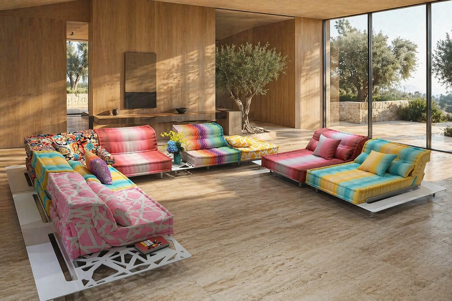 MMS-001 colorful Mahjong modular sofa in a modern living space