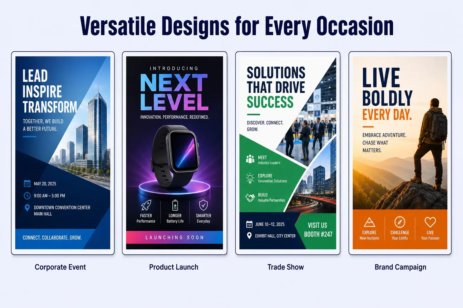 Versatile designs for every occasion — 4-design widescreen grid