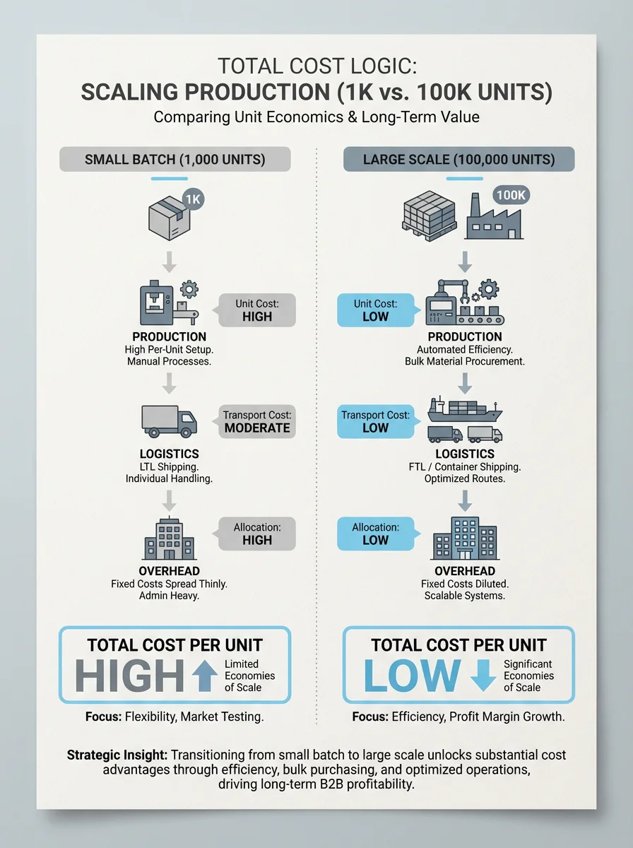 B2B cost logic comparison infographic
