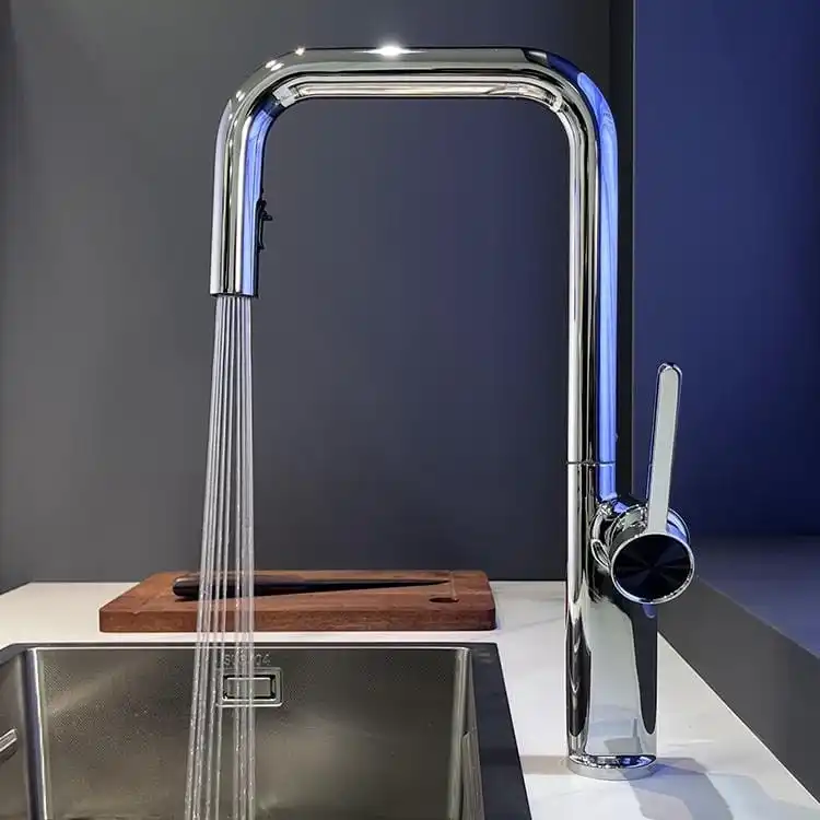 Chrome Pull Out Sink Mixer Model 107 B2E-C Perspective View chrome-pull-out-sink-mixer-perspective-view