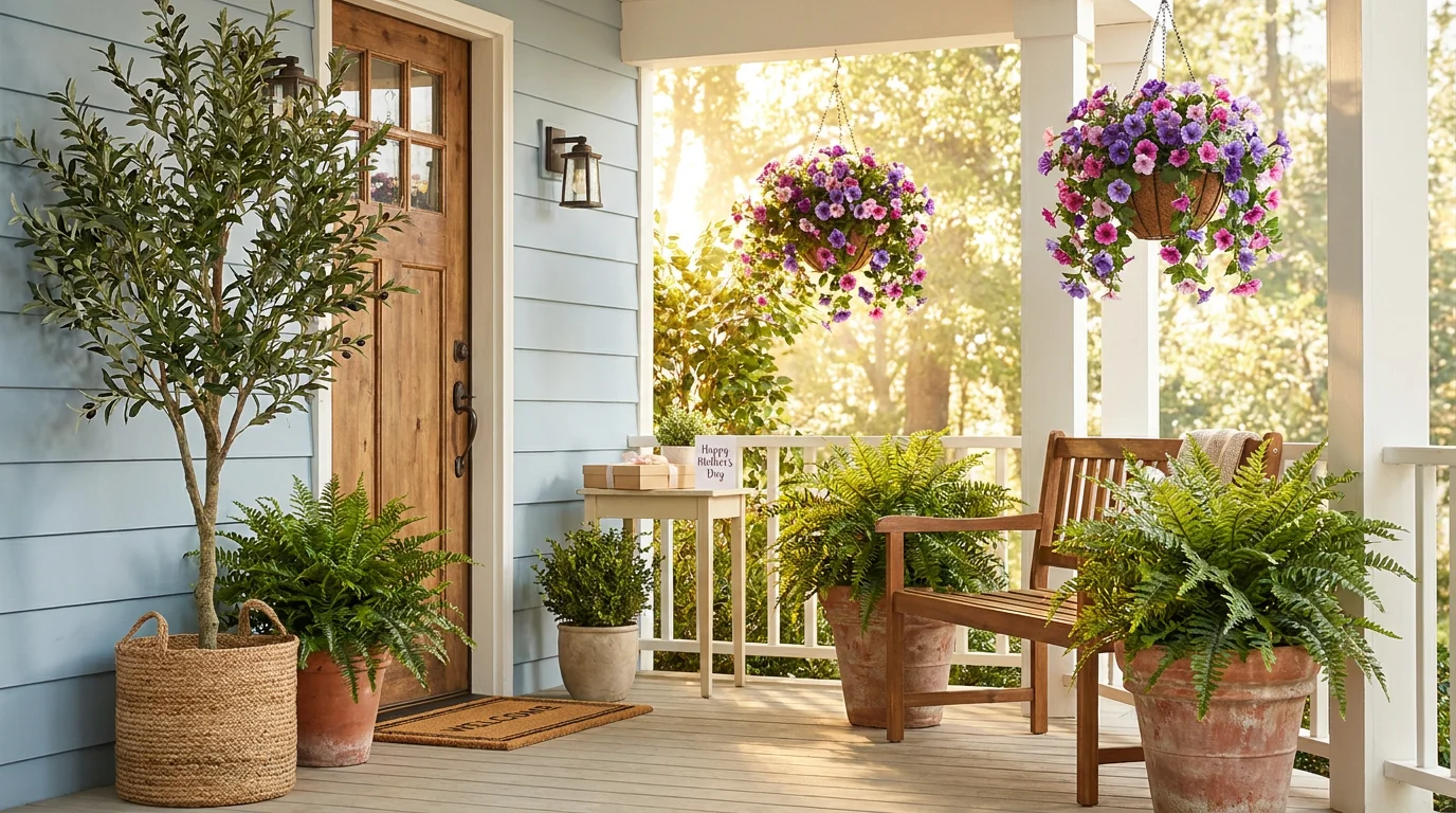Summer Outdoor Artificial Plants and Mother's Day Gift Guide 2026 - UV Resistant Faux Plants for Porch Patio and Balcony