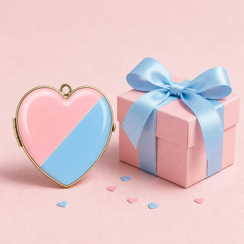 Gift packaging of heart shaped makeup mirror