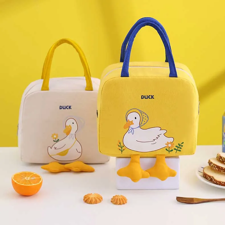 

New Kids Cute Animal Printing Lunch Bag Insulated Thermal Duck Design Children School Picnic Food Cooler Tote Bag