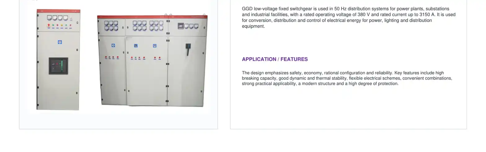 GGD Low-Voltage Distribution Cabinet GGD Low-Voltage Distribution Cabinet