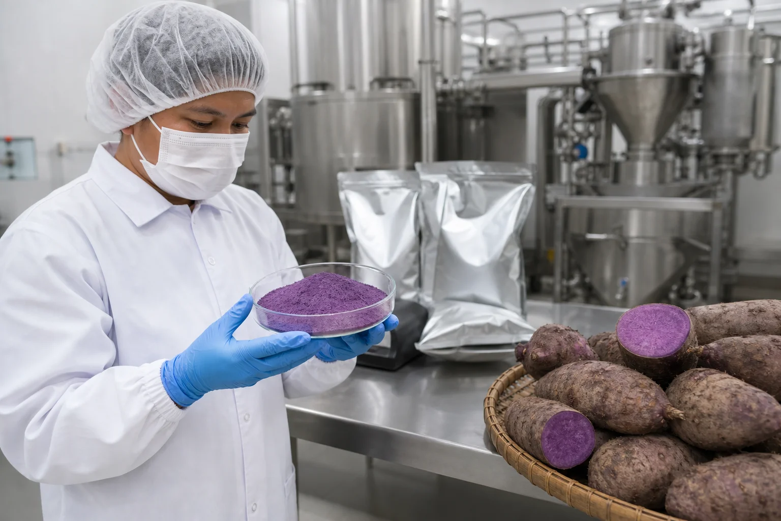 Illustrative UBE powder quality inspection in food ingredient facility