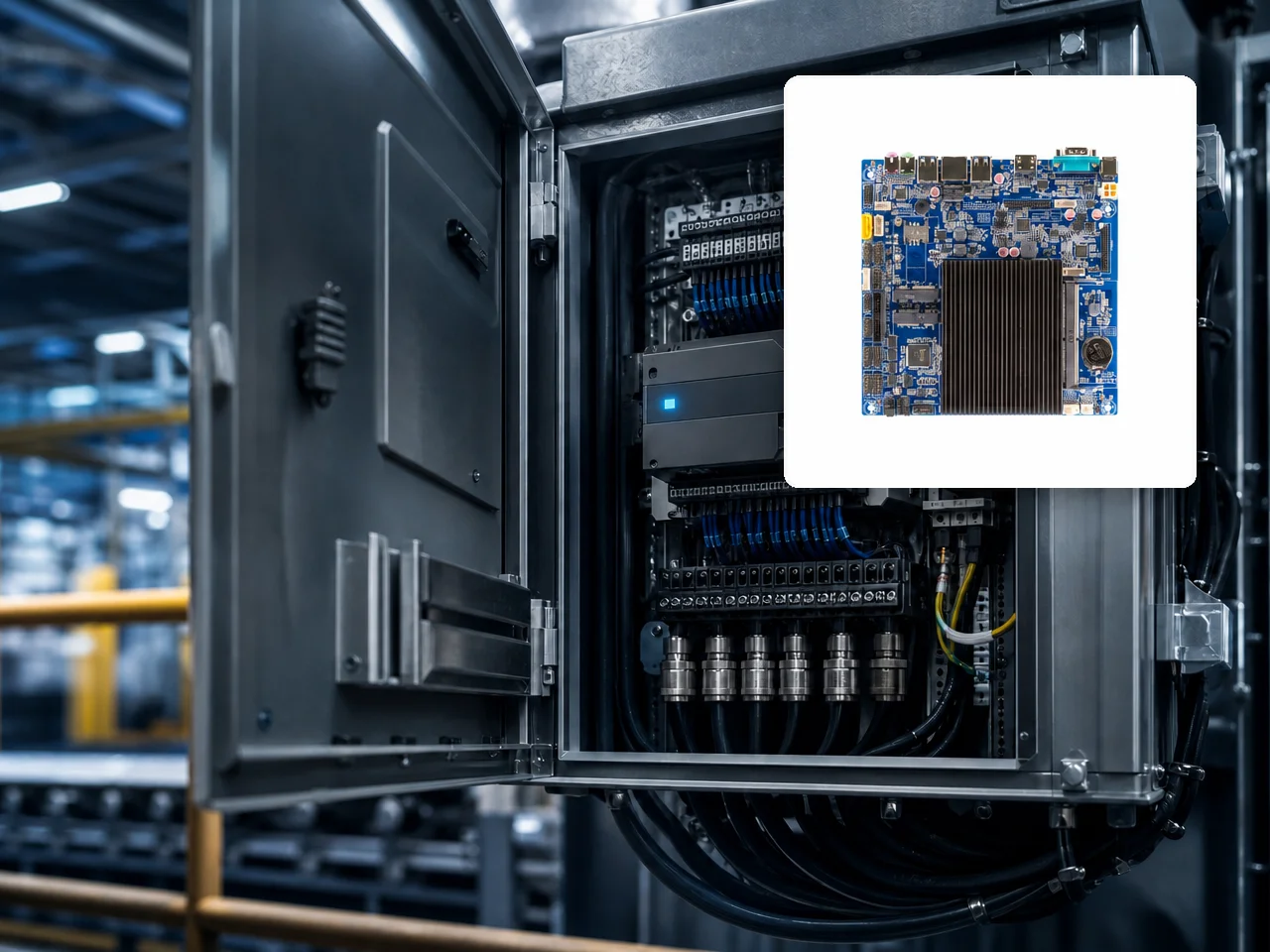 Rugged industrial control platform with controller and harness