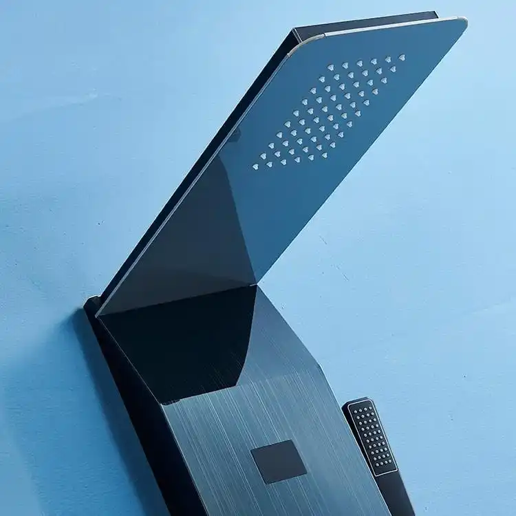 Overhead Rainfall Deluge Canopy and Integrated Digital Telemetry obsidian-hydro-massage-shower-tower-overhead