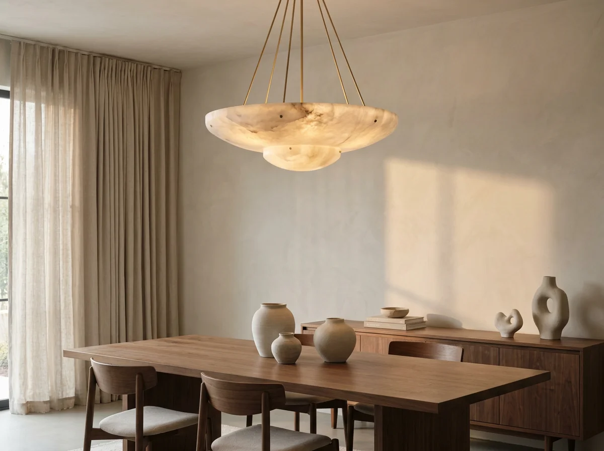 Loong Light Luxury Alabaster Chandelier in modern dining room