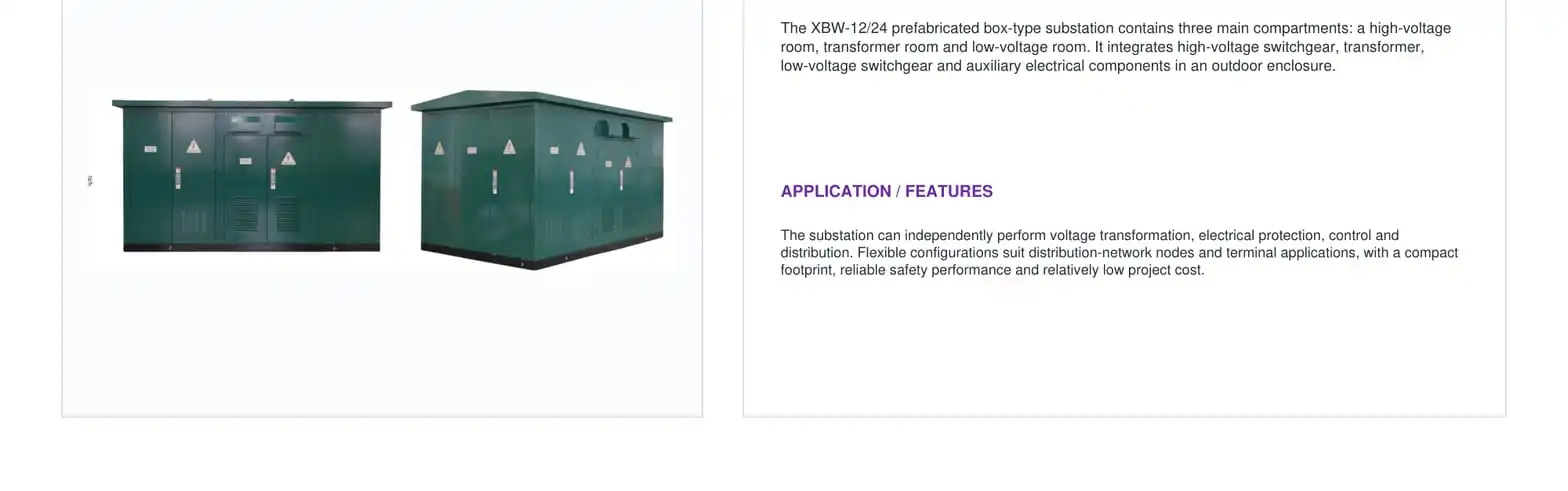 XBW-12/24 Prefabricated Substation XBW-12/24 Prefabricated Substation