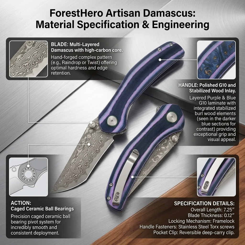Damascus Steel and Wood Inlay Specs