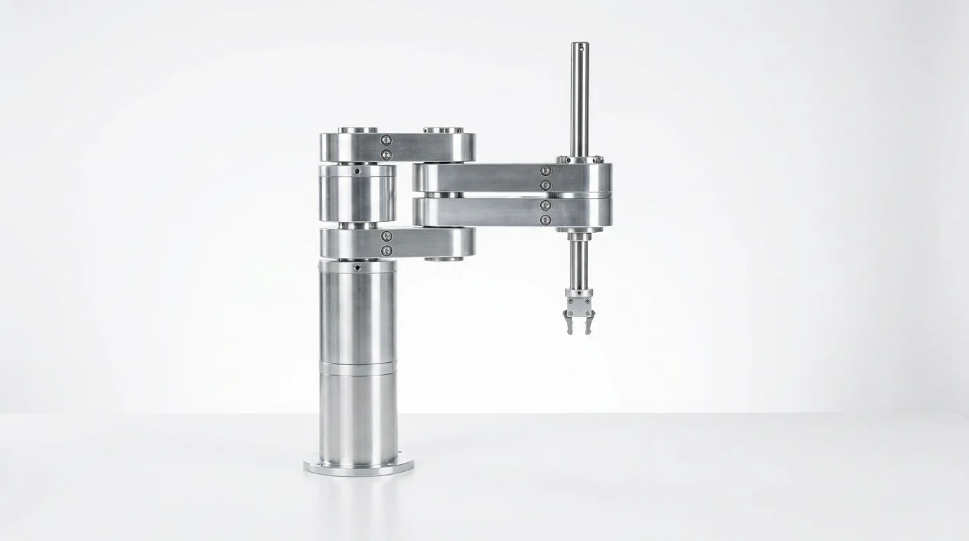 Pie chart infographic showing actuator BOM cost breakdown superimposed on silver robot joint module with dollar symbols