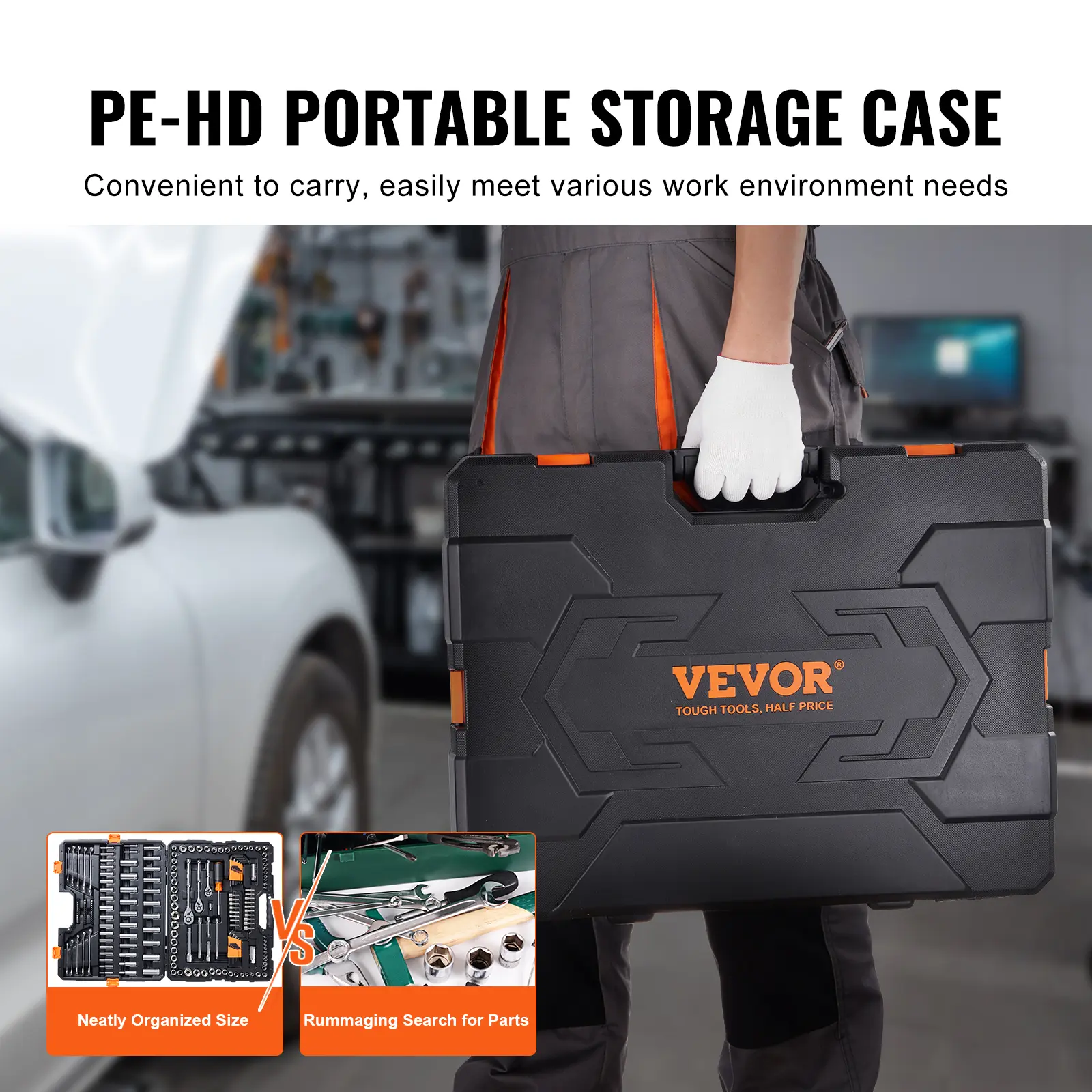 Technician carrying PE-HD Portable molded storage tool case