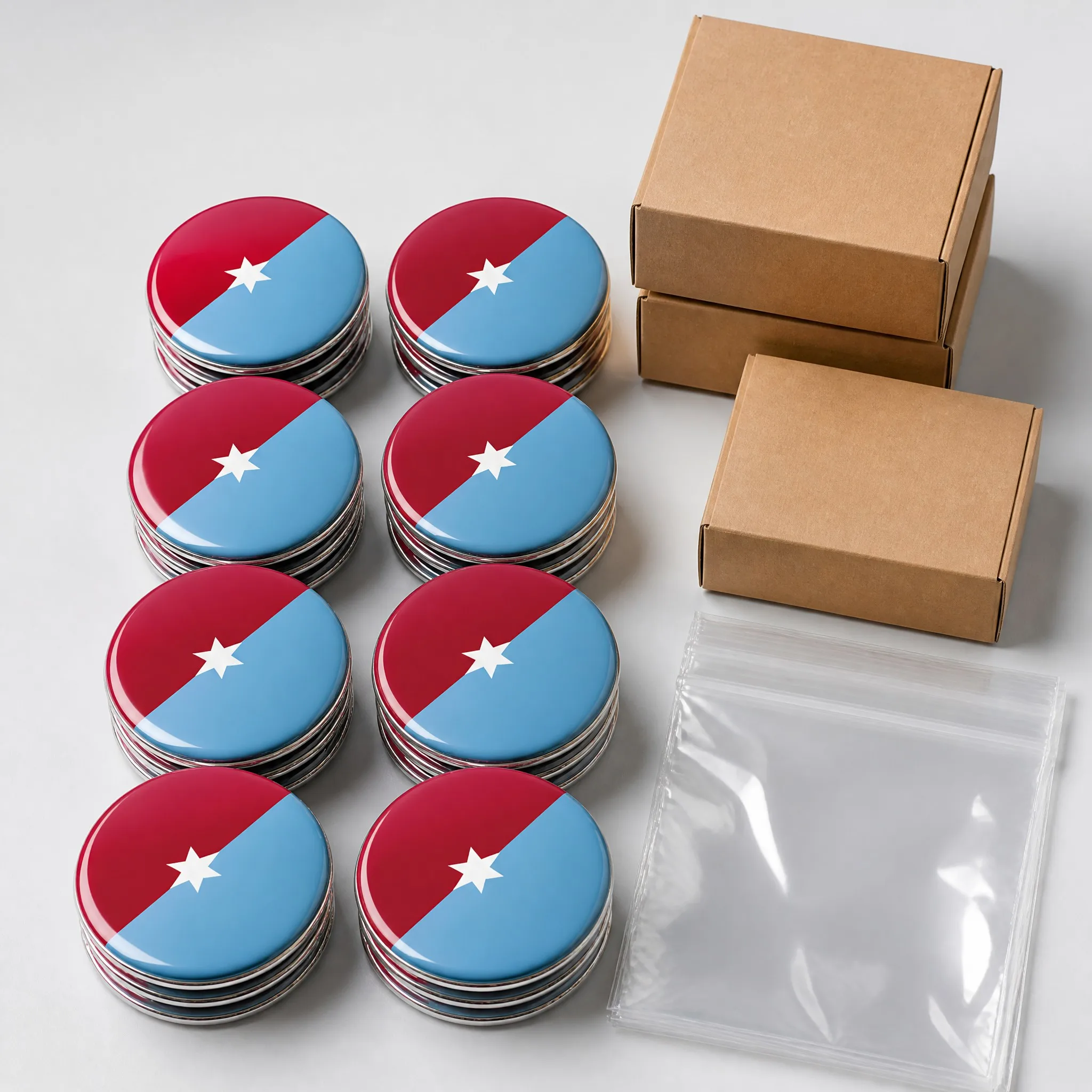 Bulk packaging of magnetic button badges