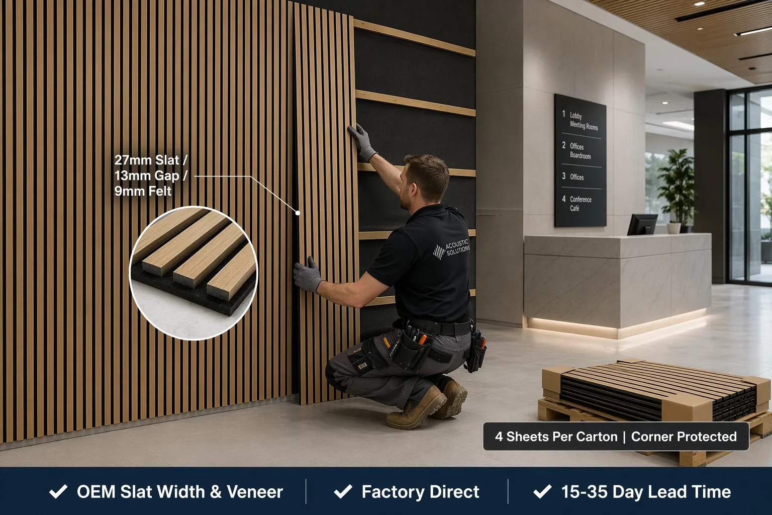 acoustic wood slat panel installation wall preparation substrate check