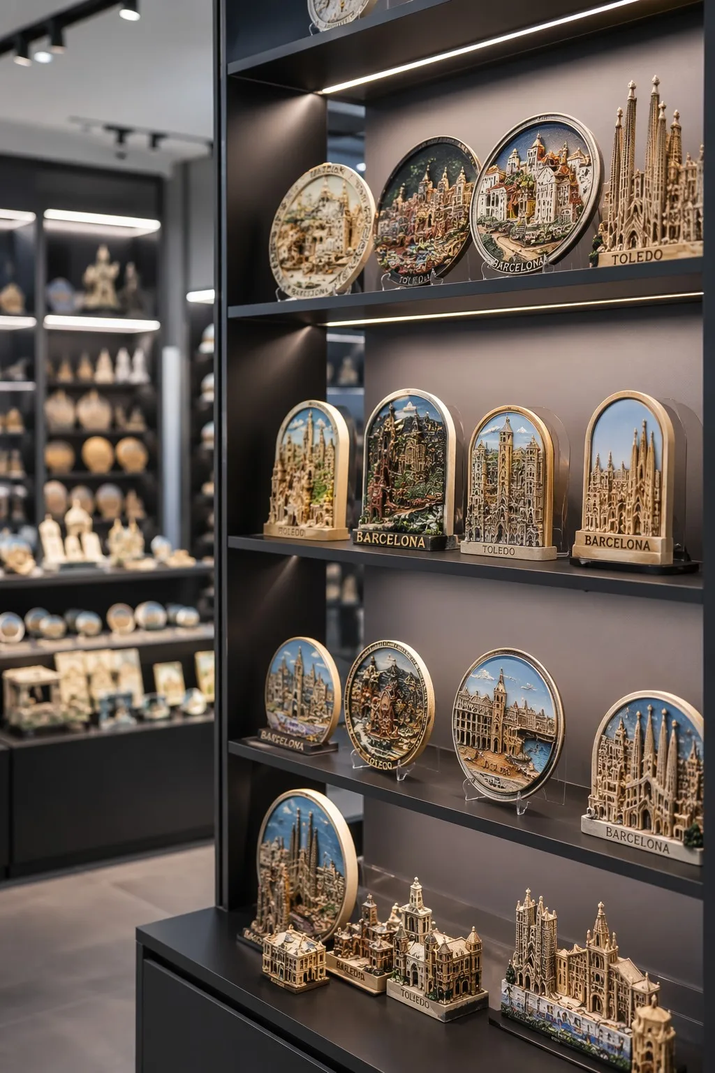 Commercial display of custom souvenir keychains for global retailers.