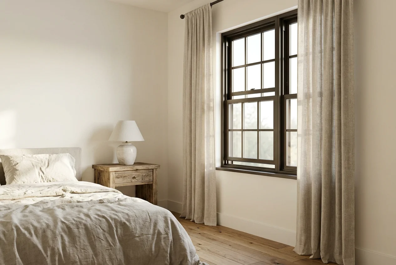 Premium aluminum double hung windows with divided light grilles manufactured in China by Richocean