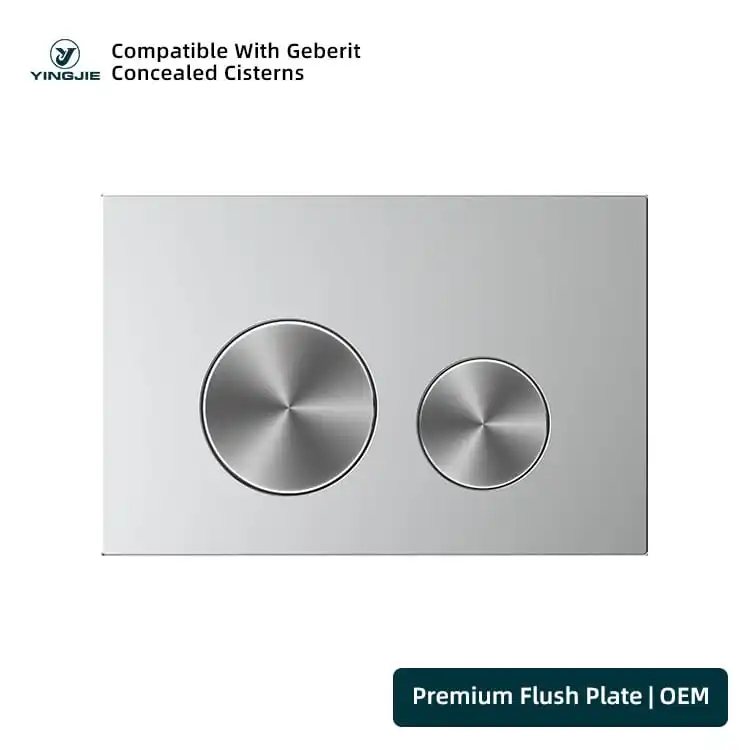 Silver Stainless Flush Plate With Brushed Round Buttons For Concealed Cisterns