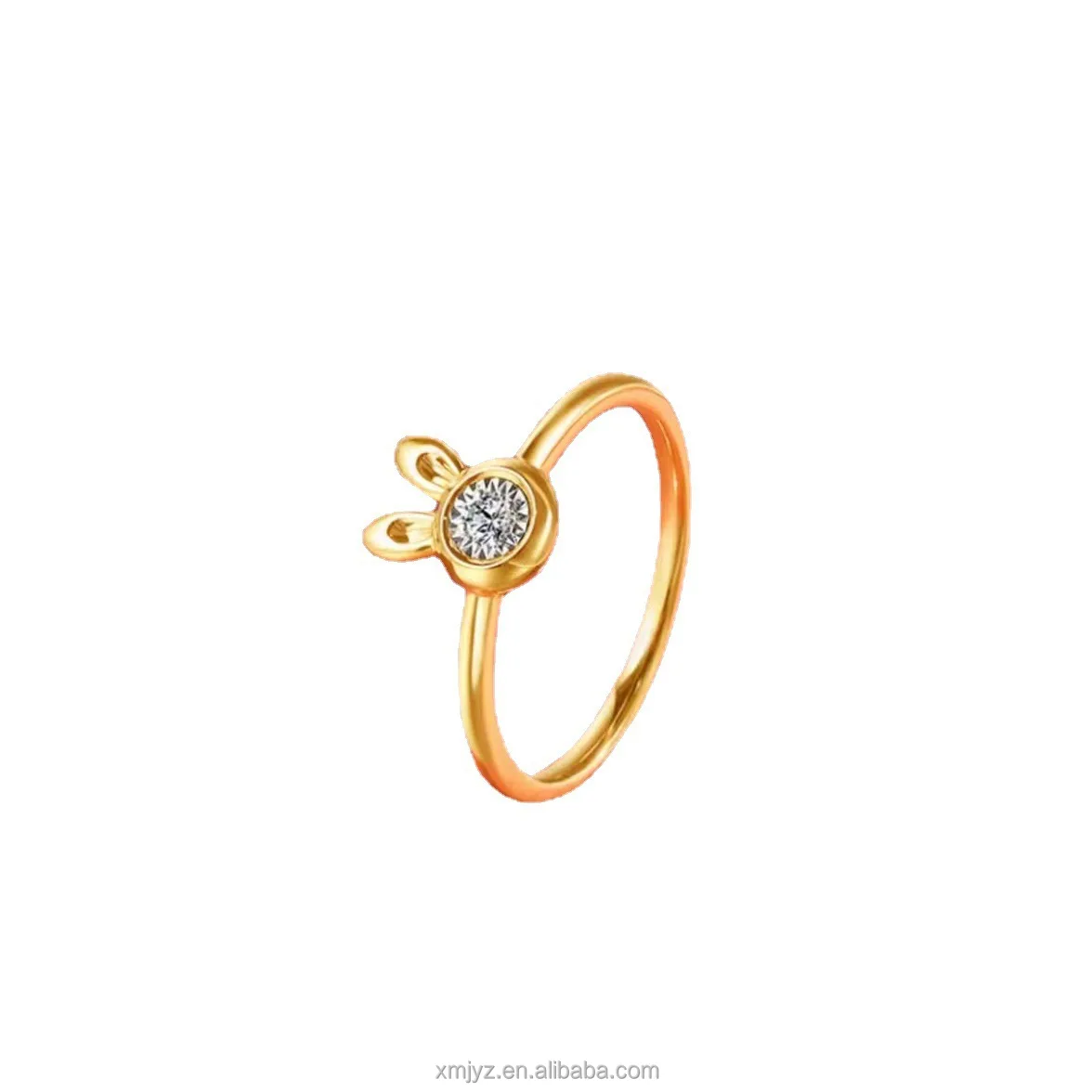 

Vietnam Placer Gold Peach Blossom Ring Brass Gold Plated Women's Korean Niche Design Open Adjustable Ring