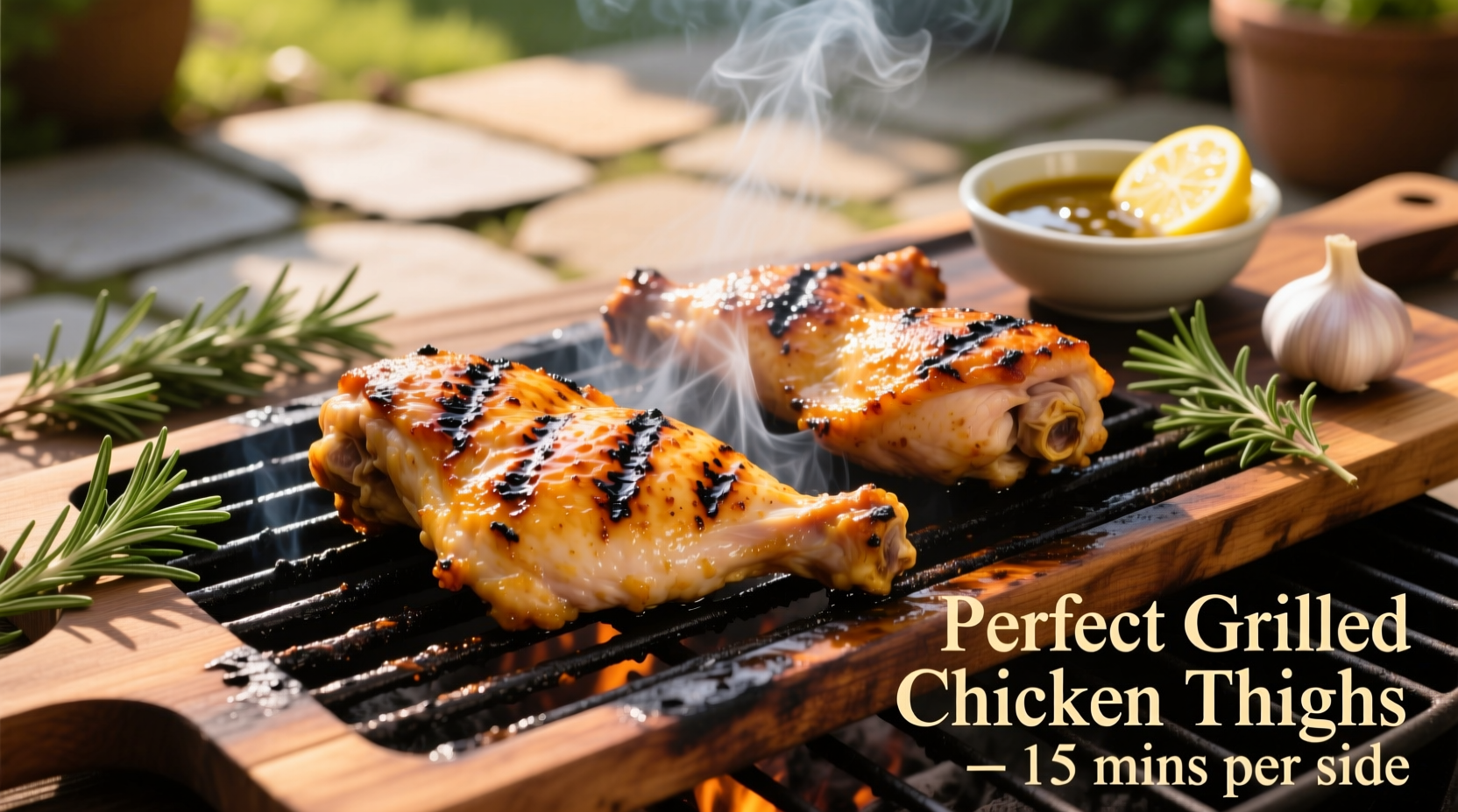 Cosce di pollo alla griglia con pelle croccante e carne succosa