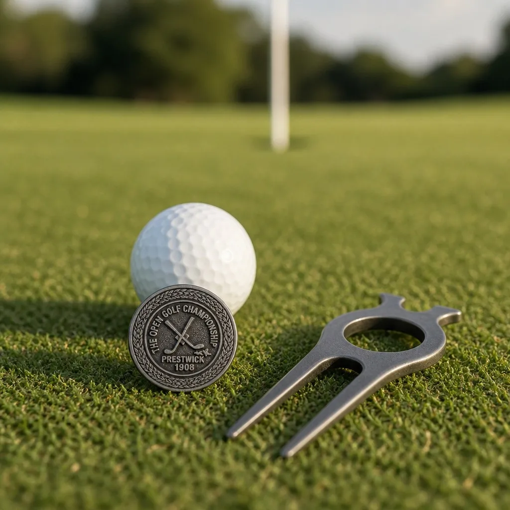 Ball marker marking position on the green
