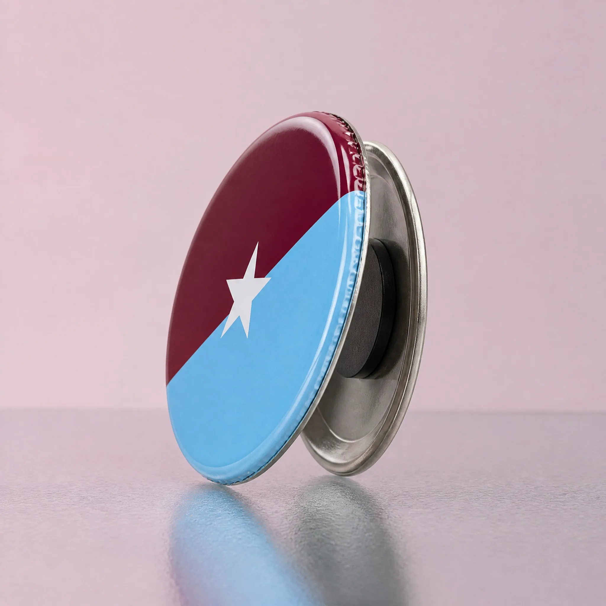 Side view magnetic button badge profile