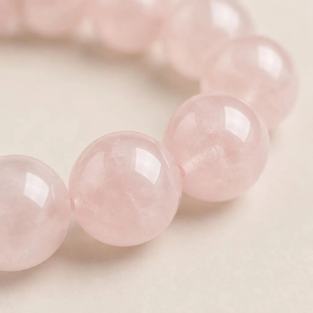 Close-up macro of Rose Quartz beads