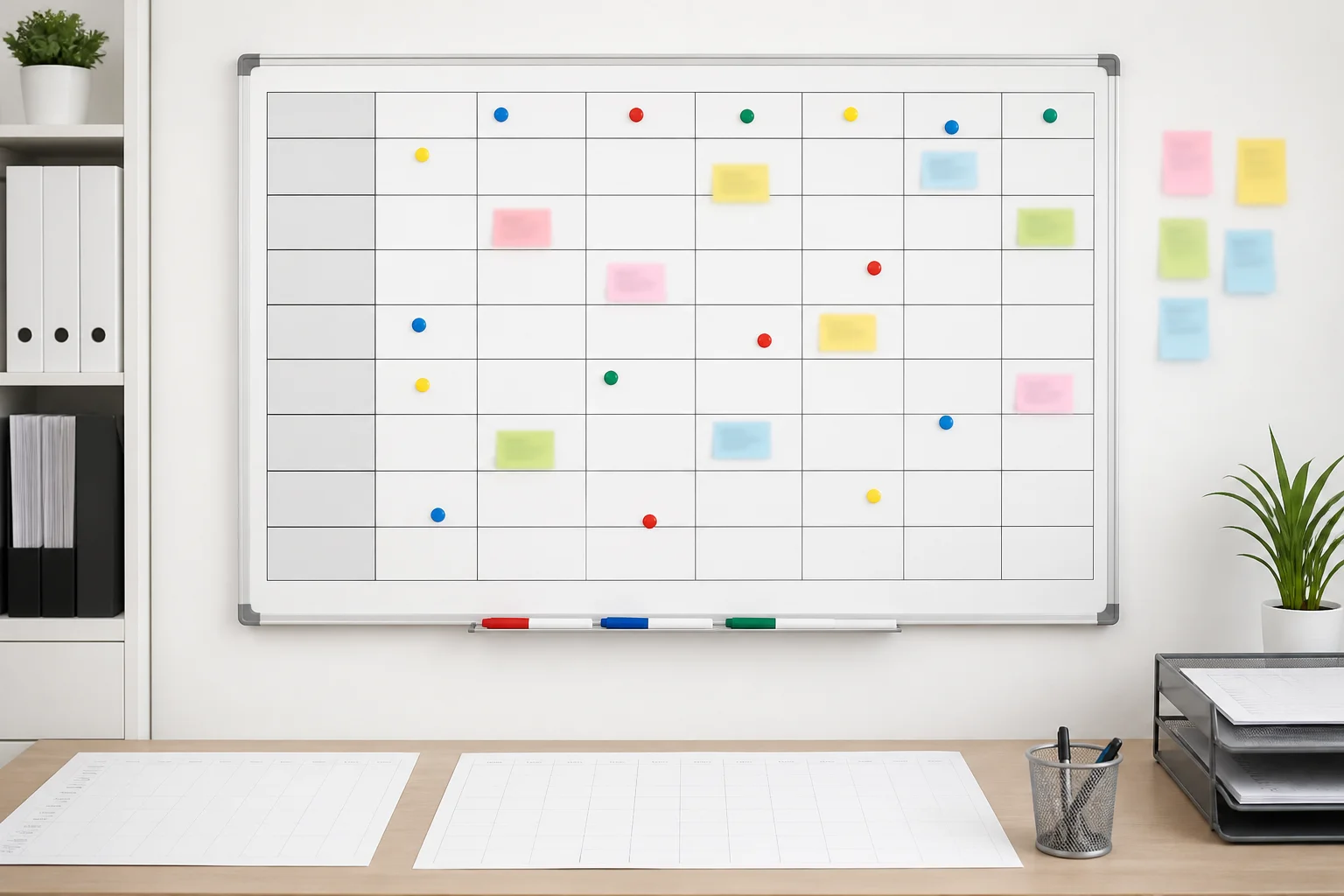 Production planning board with schedule magnets