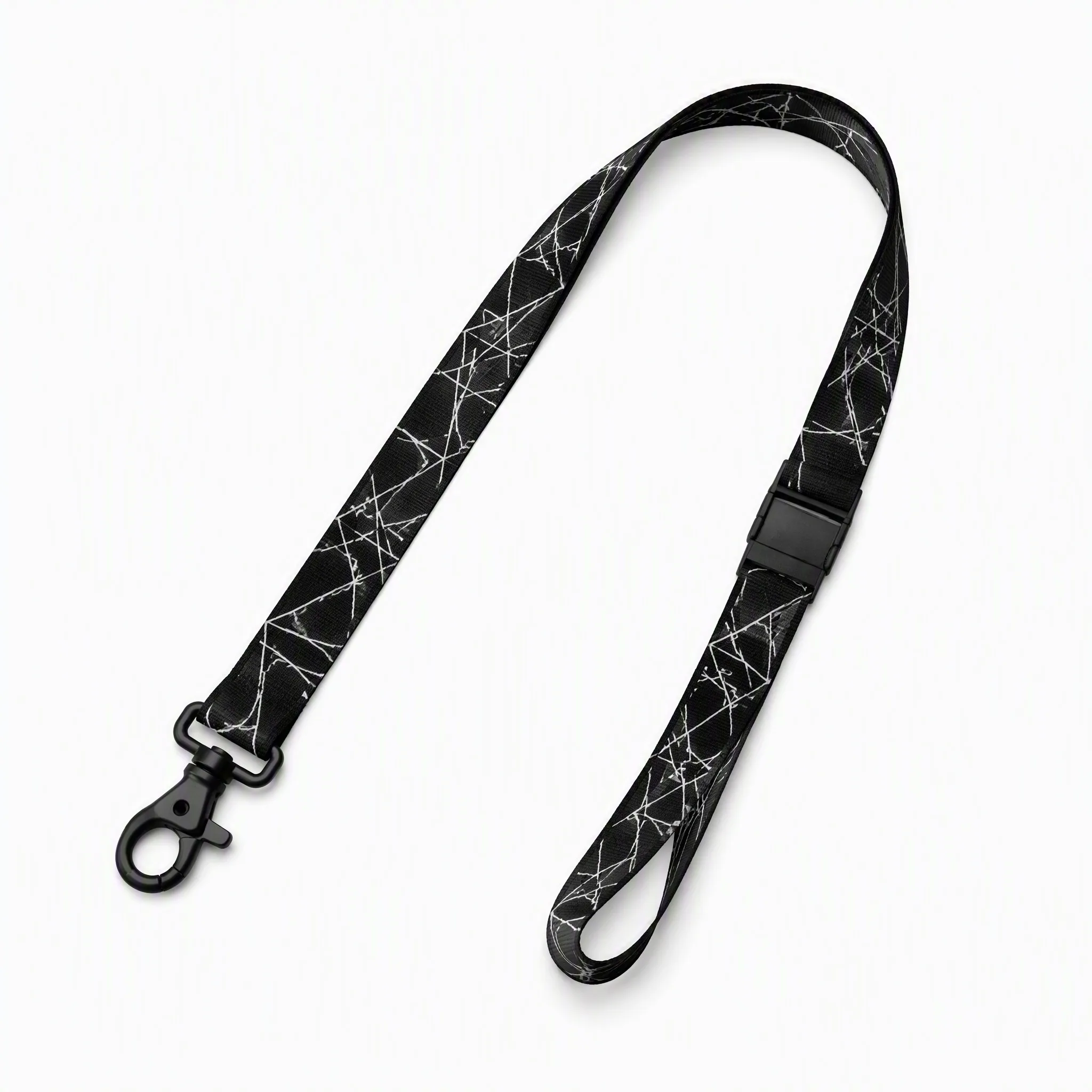 Custom silk screen lanyard with plastic safety clip on pure white background