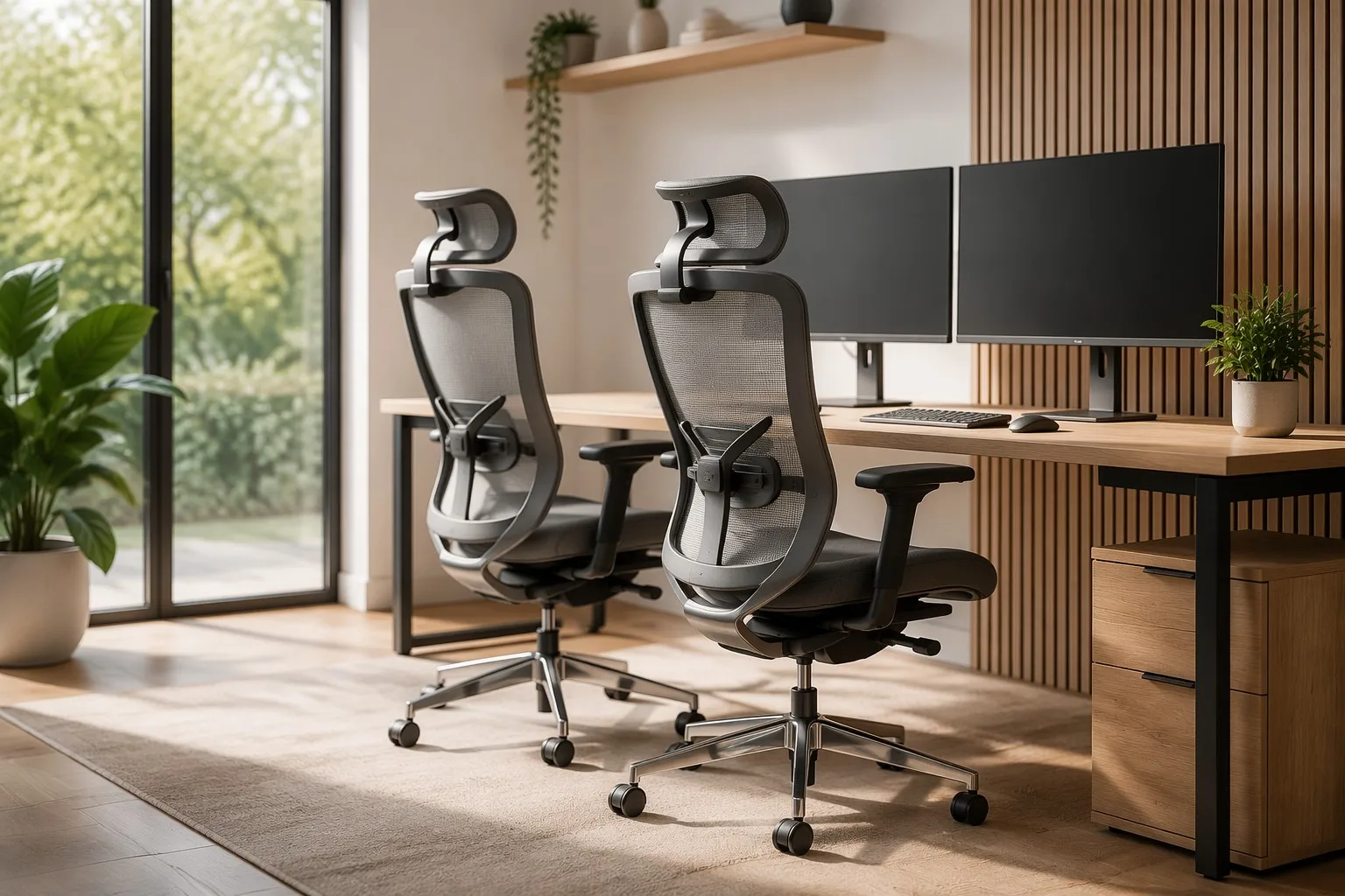Modern ergonomic office chairs in a bright Singapore workspace