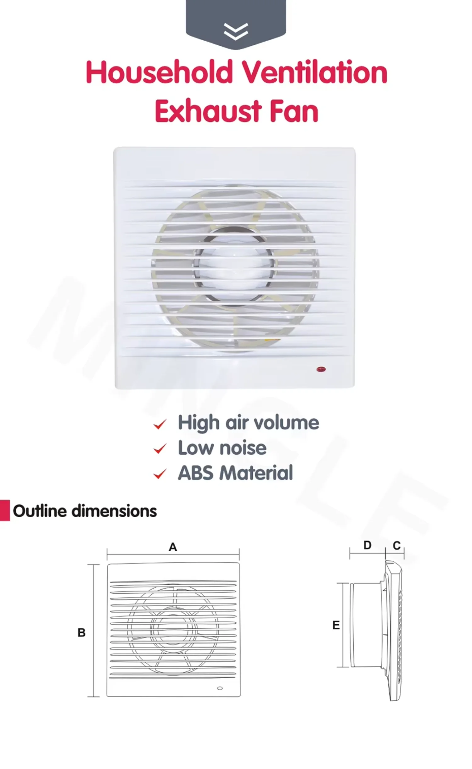 Silent Plastic Exhaust Fan, 220-240V, 4-8Inch - detail 4