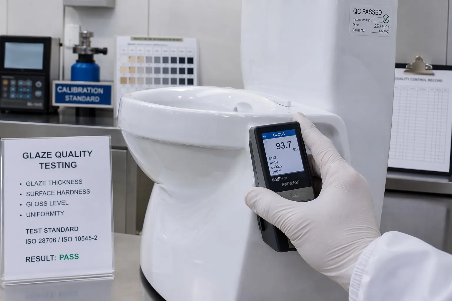 info-1-1 Glaze thickness testing in QC laboratory