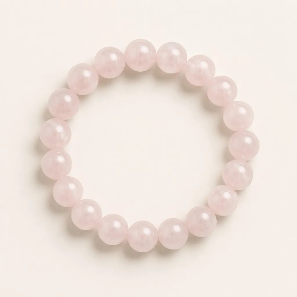 The Heart Opener — Rose Quartz Bracelet white background