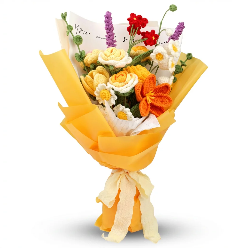 Wholesale Crochet Mixed Flower Bouquet Handmade