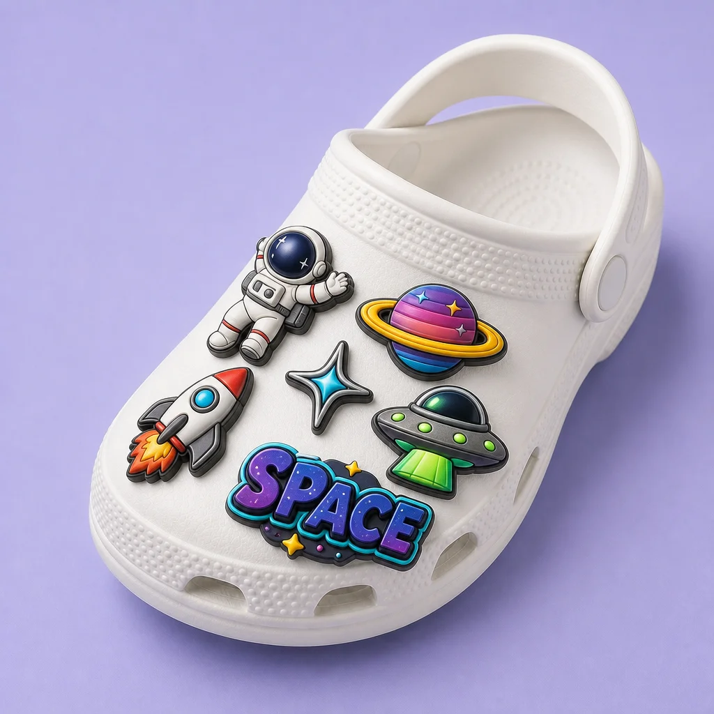 Cyber Space and Galaxy Astronaut Shoe Charms