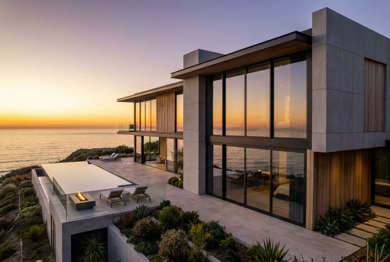 Luxury Beachfront Villa with Impact Resistant Aluminum Windows and Doors