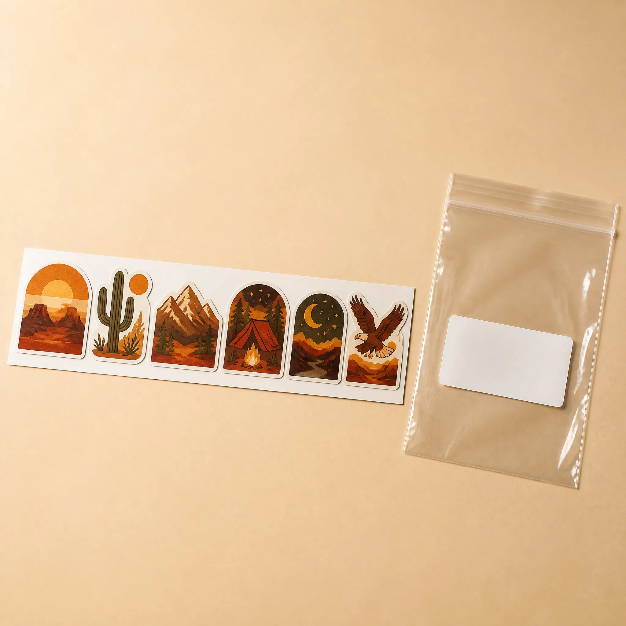 Car sticker set on backing card with transparent packaging bag