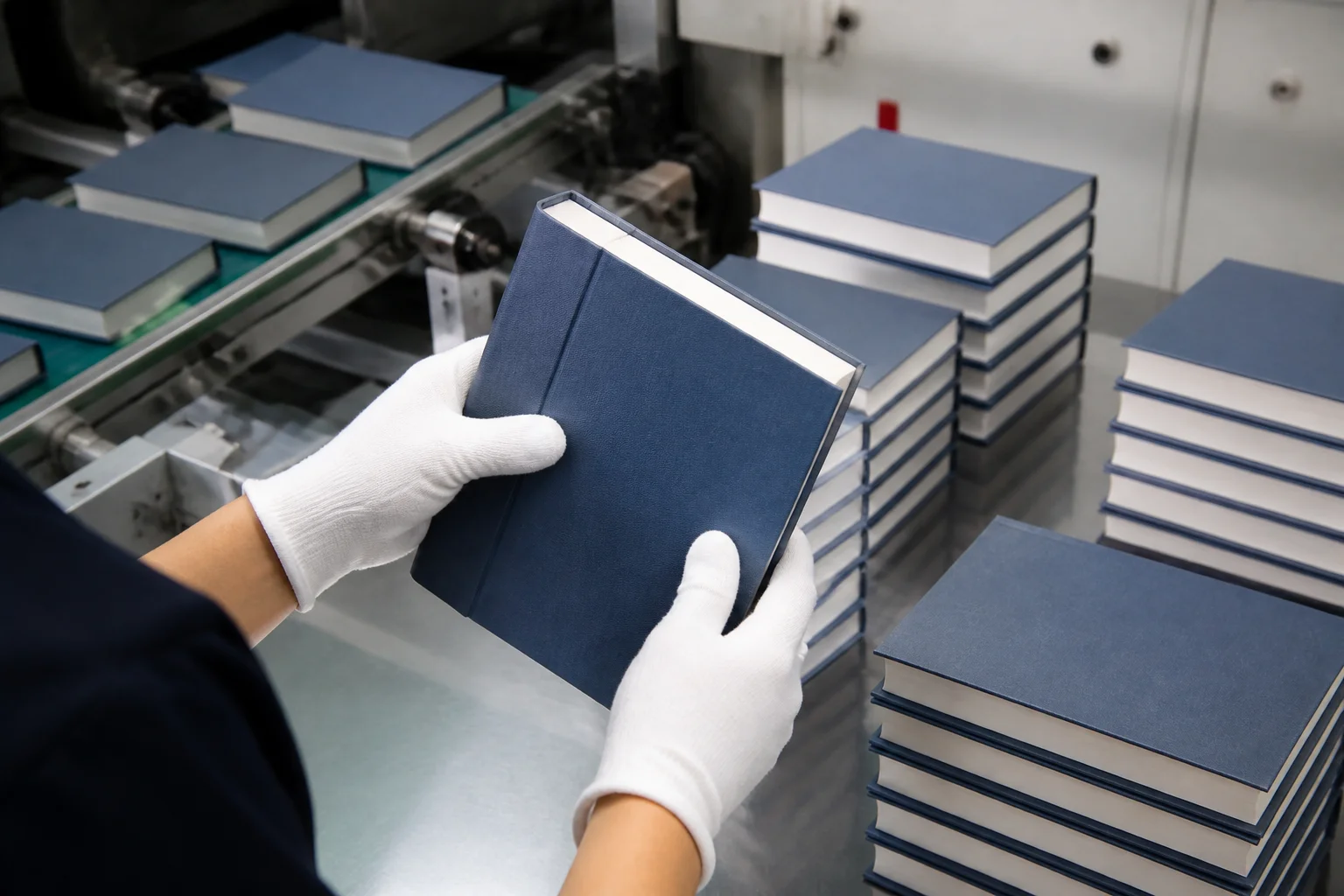 Book binding quality inspection - finished hardcover book check after binding