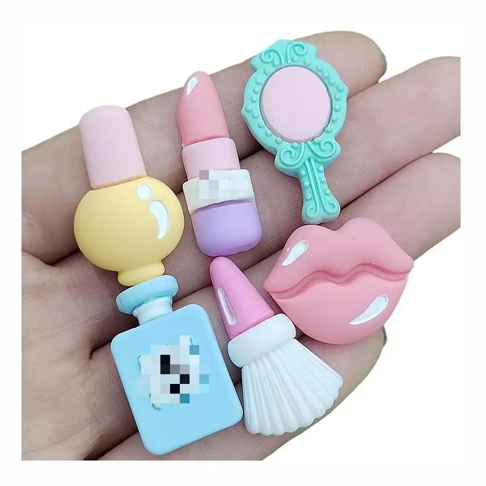 

100pcs Resin Brush Lipstick Mirror Lips Nail Polish Makeup Flat back Cabochon Doll House Toys Factory Supply