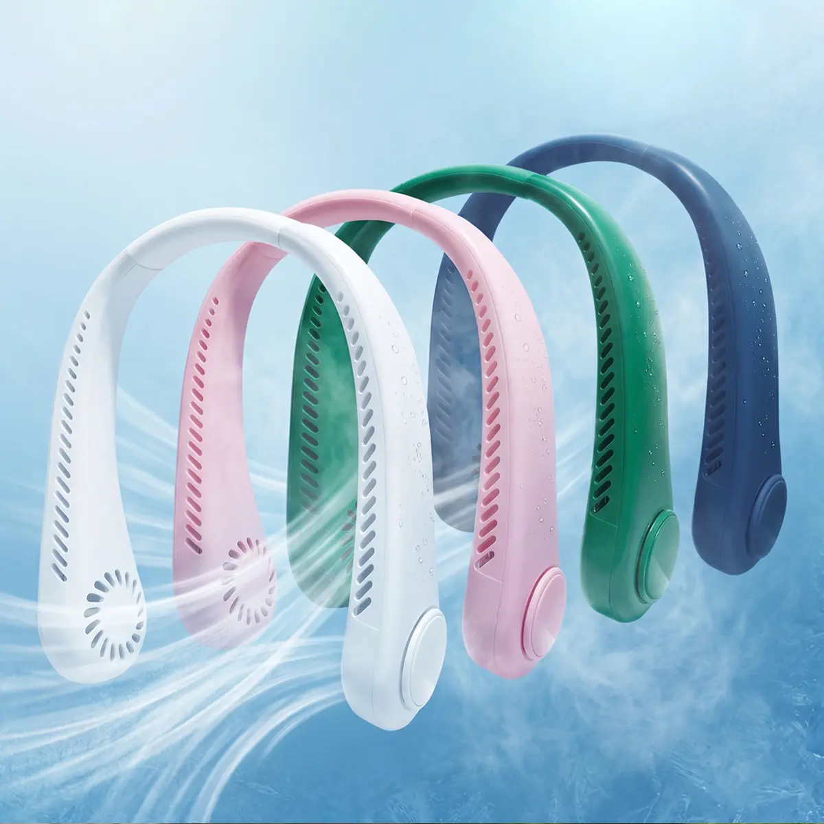 Multi-color Bladeless Neck Fans with Wind Visual