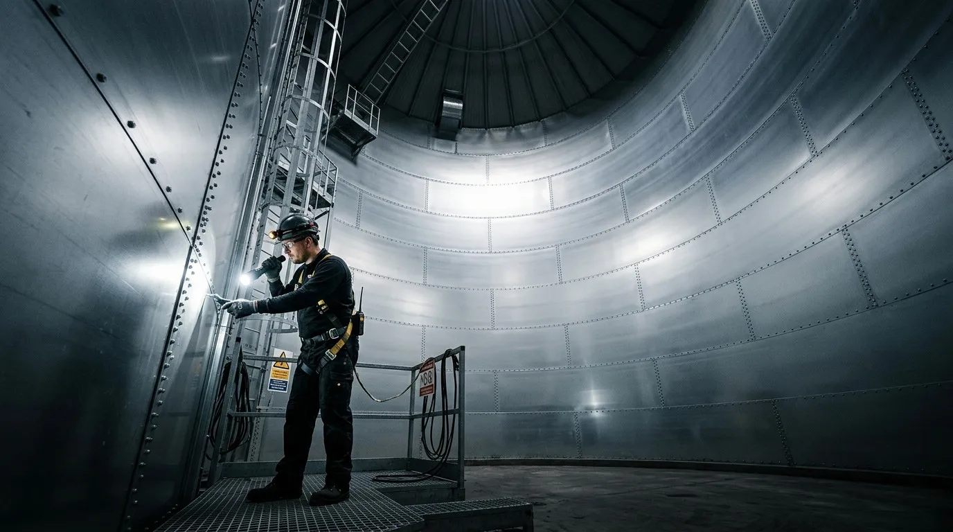 Internal Inspection of Smooth, Seamless Steel Grain Silo Joints