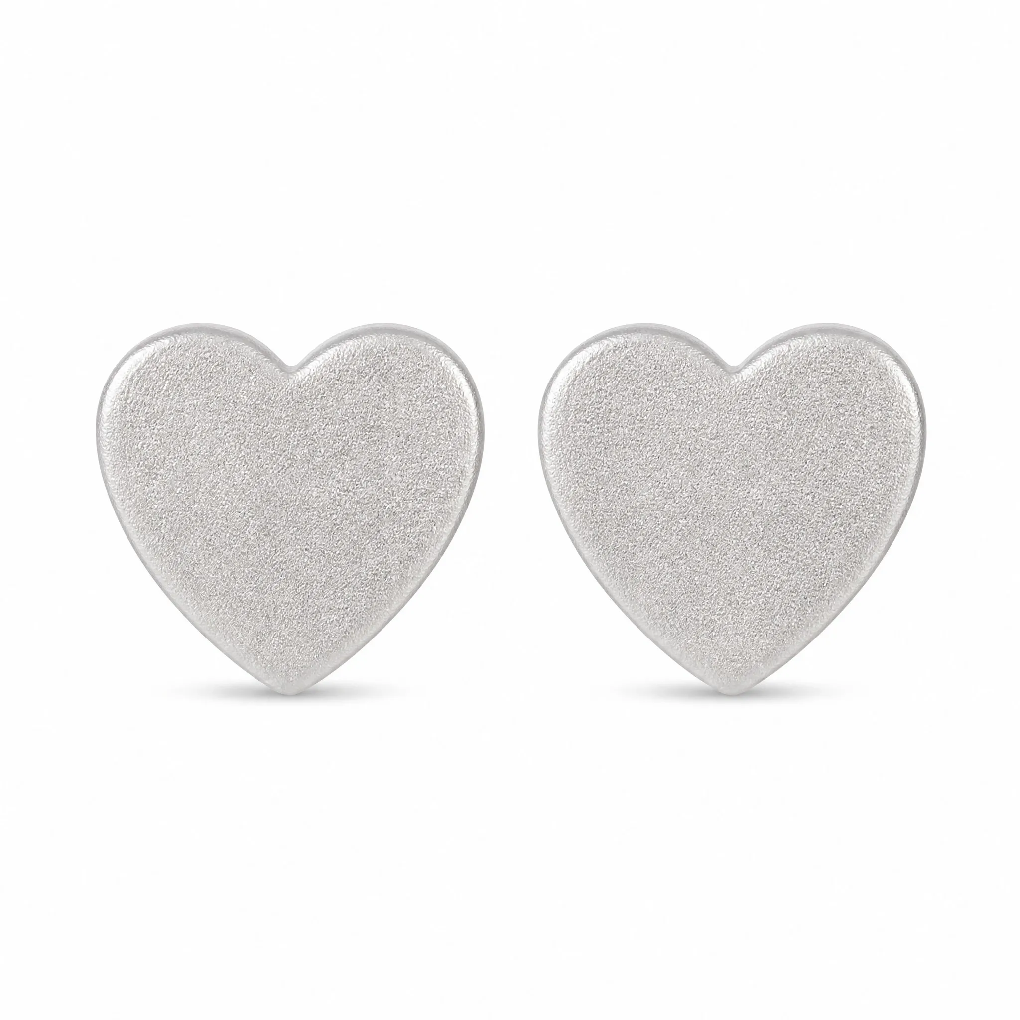 Sandblasted matte heart stud earrings