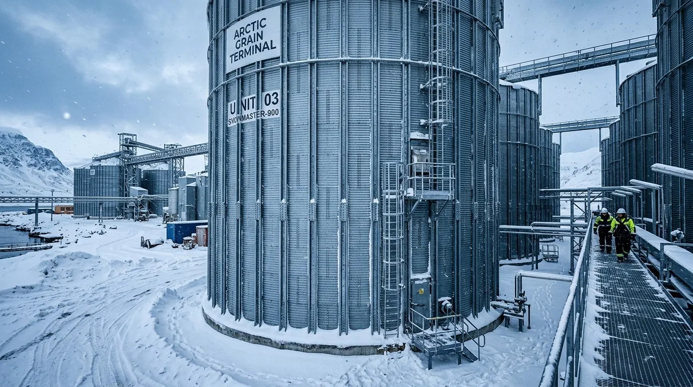 Heavy-Duty Steel Grain Silo Facility in Harsh Arctic Environment