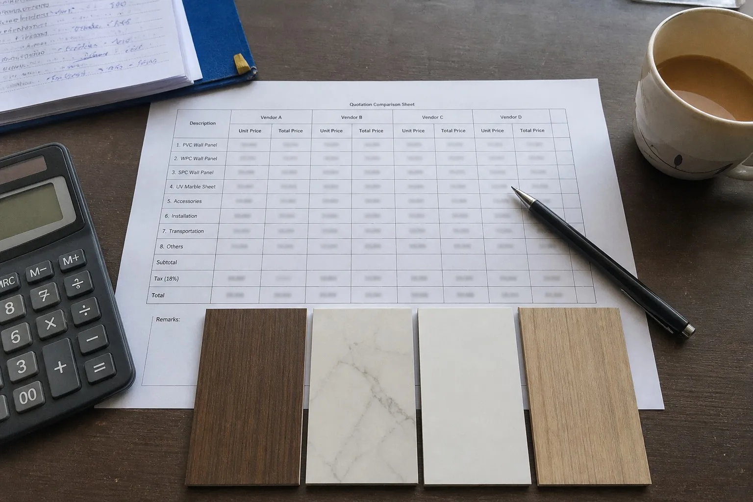 Compare wall panel supplier in China quotations using the same specifications
