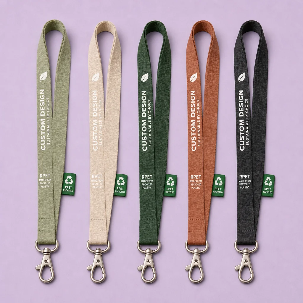 Natural Organic Earth-Tone Color Palette of Custom RPET Lanyards