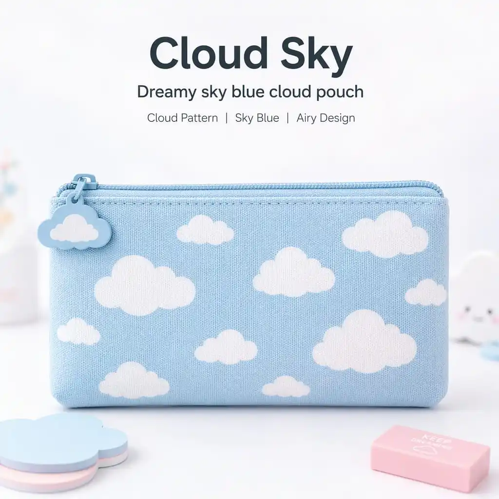 Cloud Sky blue cloud pattern pencil pouch