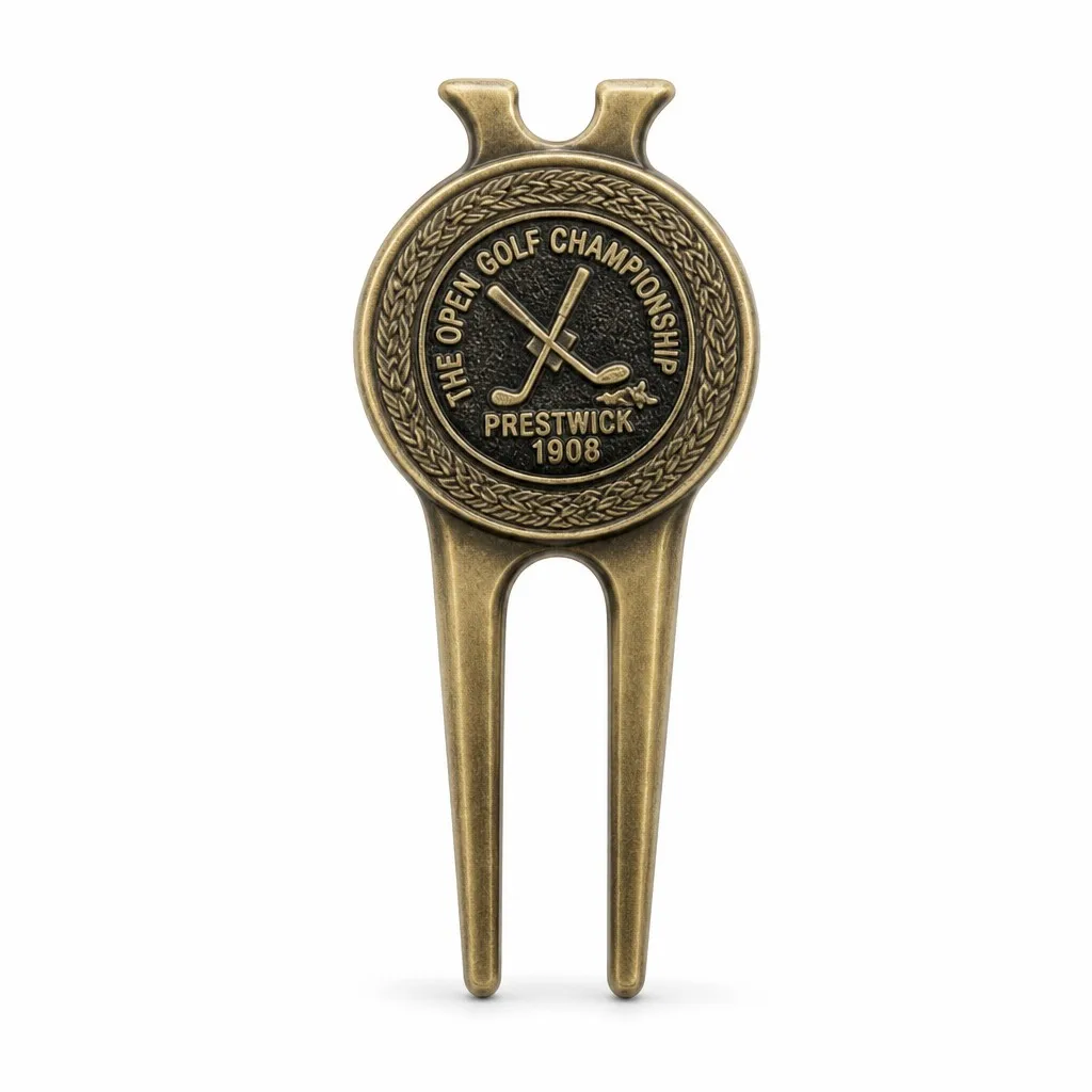 Antique Bronze Golf Divot Tool with Magnetic Ball Marker