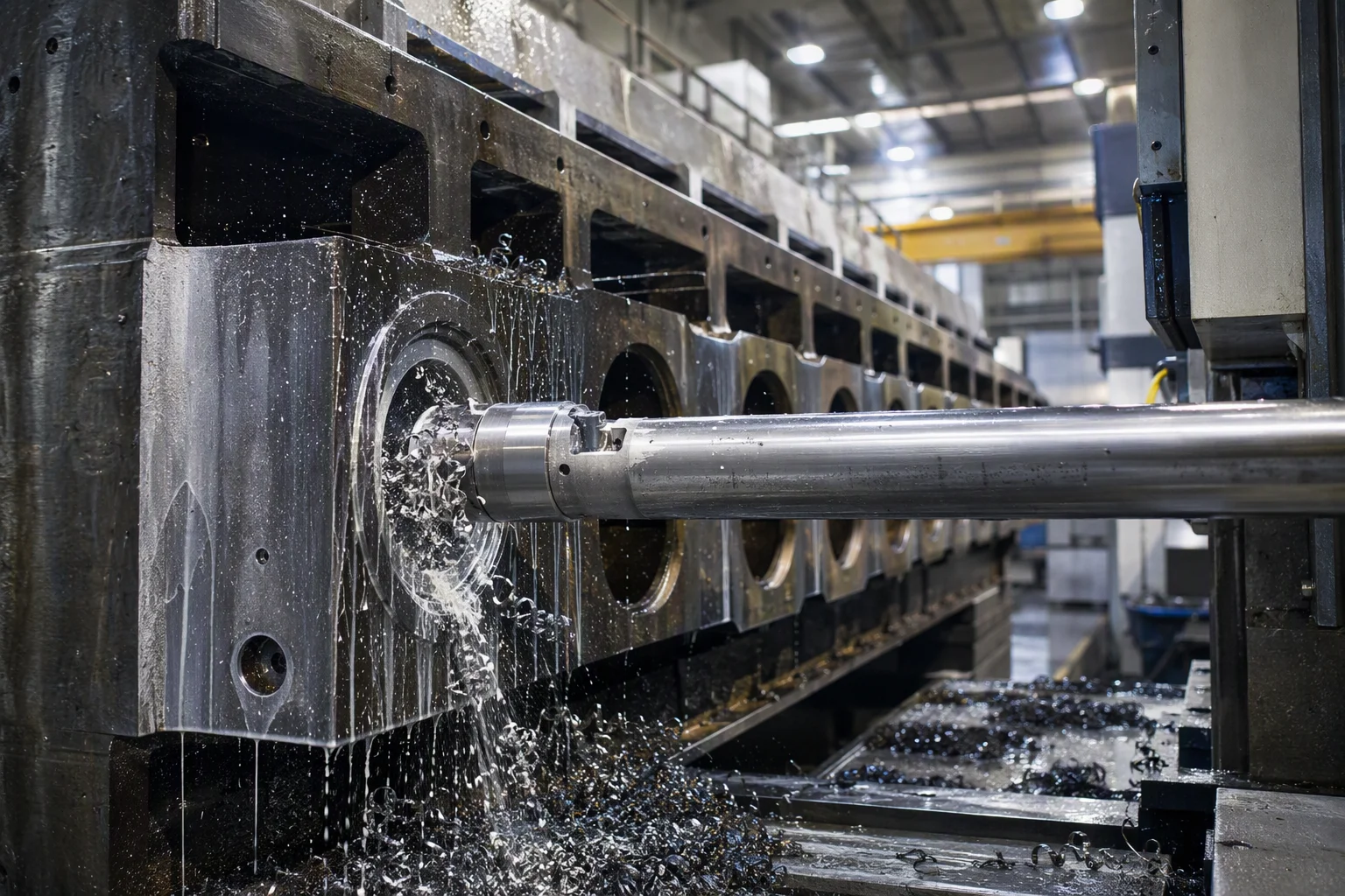 Heavy CNC horizontal boring mill precision in-line boring multi-roll bearing seats of CCM frame