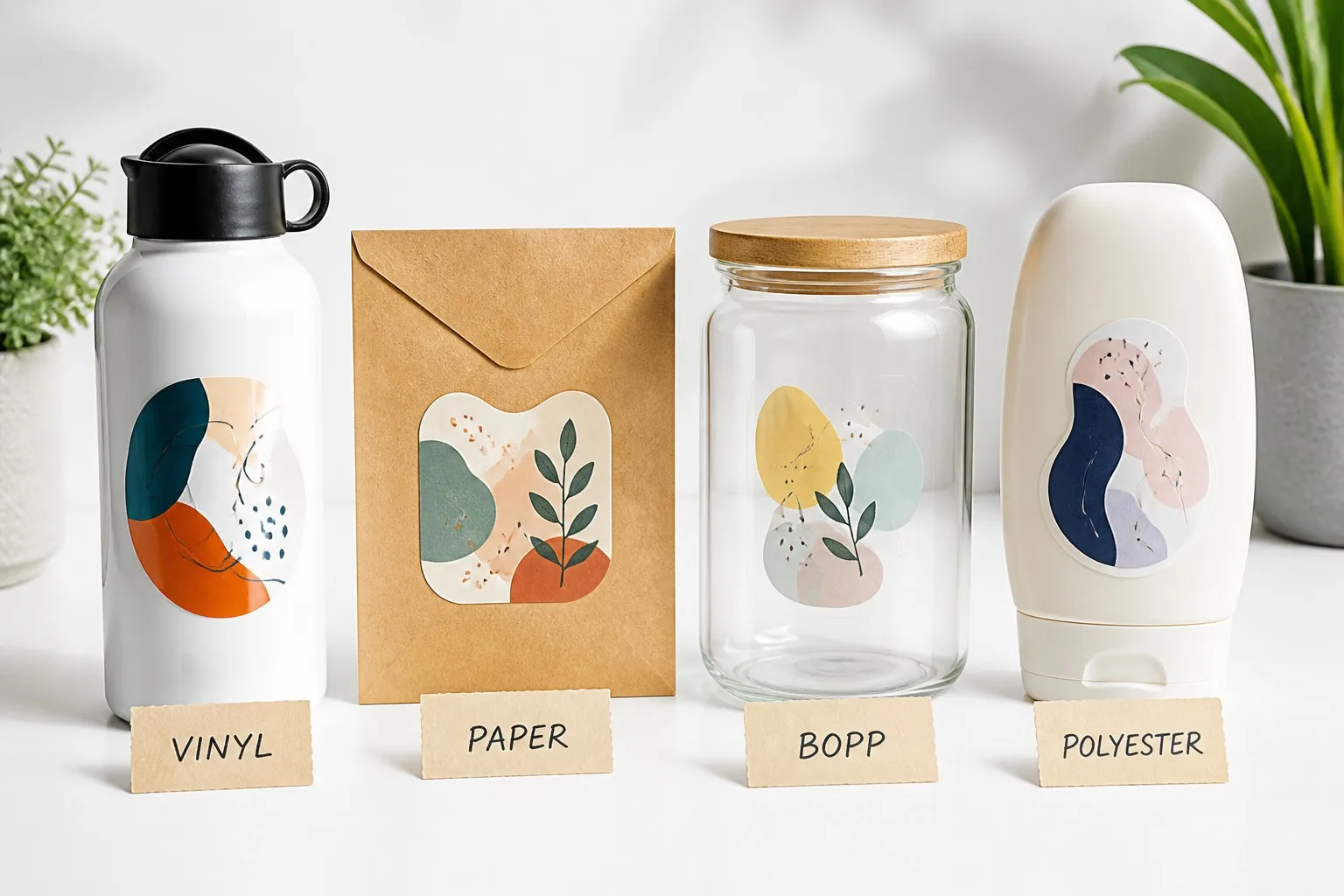 Comparison of vinyl paper BOPP and polyester sticker materials